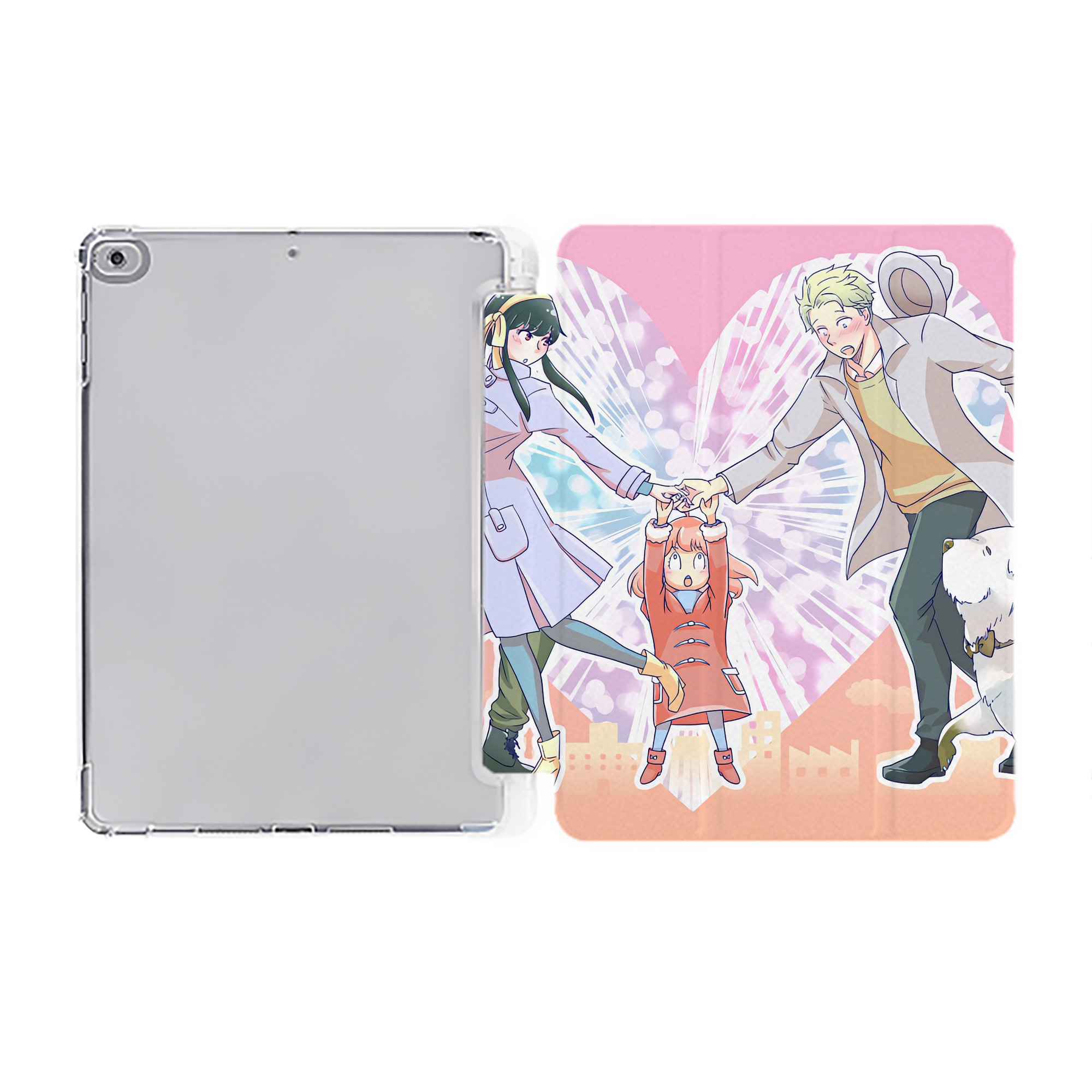 （画像用） SPY×FAMILY间谍家家酒 IPad ケース ペン収納付き 三つ折りスタンド PUレザー×シリコン 対応機種9.5/10.5/10.9インチ